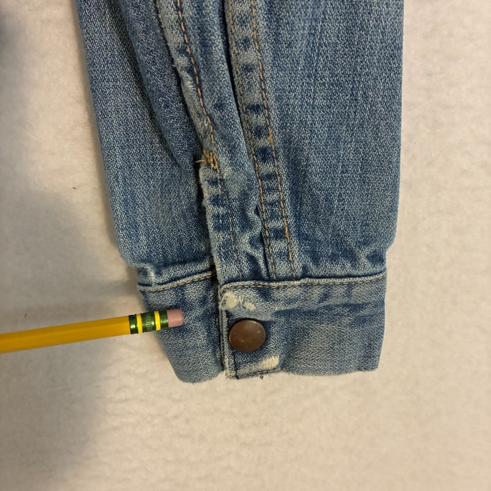 Vtg 70s 80s Wrangler 124MJ Denim USA Made Trucker Jacket Mens 36 Slant Pockets - Picture 11 of 14